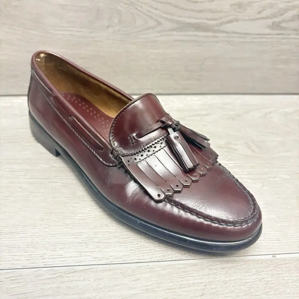 G.H. Bass Weejuns Loafers Layton Tassel Kiltie Burgundy Wine Loafers Size 9.5D